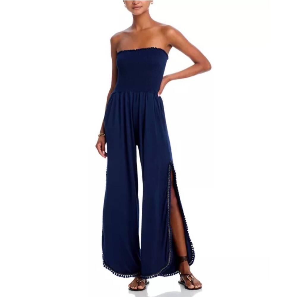 NEW PEIXOTO harriet strapless smocked jumpsuit in classic navy